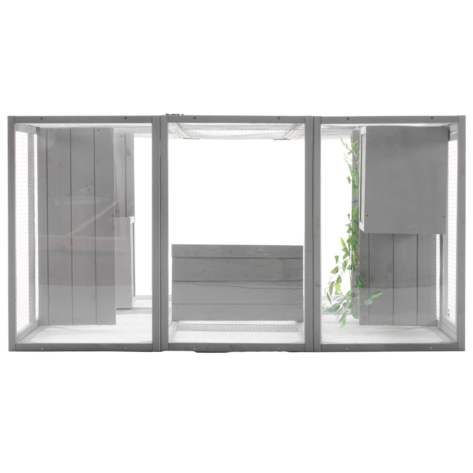 Outdoor Cat House, Diy Cat Enclosure Catio With Double Enter Doors - Light Gray - Image 14