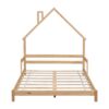 Full House-Shaped Headboard Bed With Handrails, Slats - Natural - Image 10