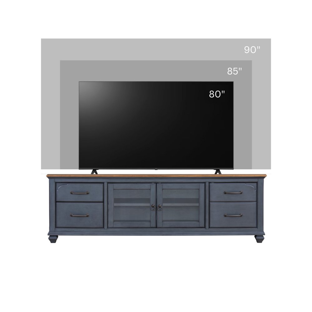 Americana - 84 In TV Stand For TVs Up To 90" - Blue - Image 4