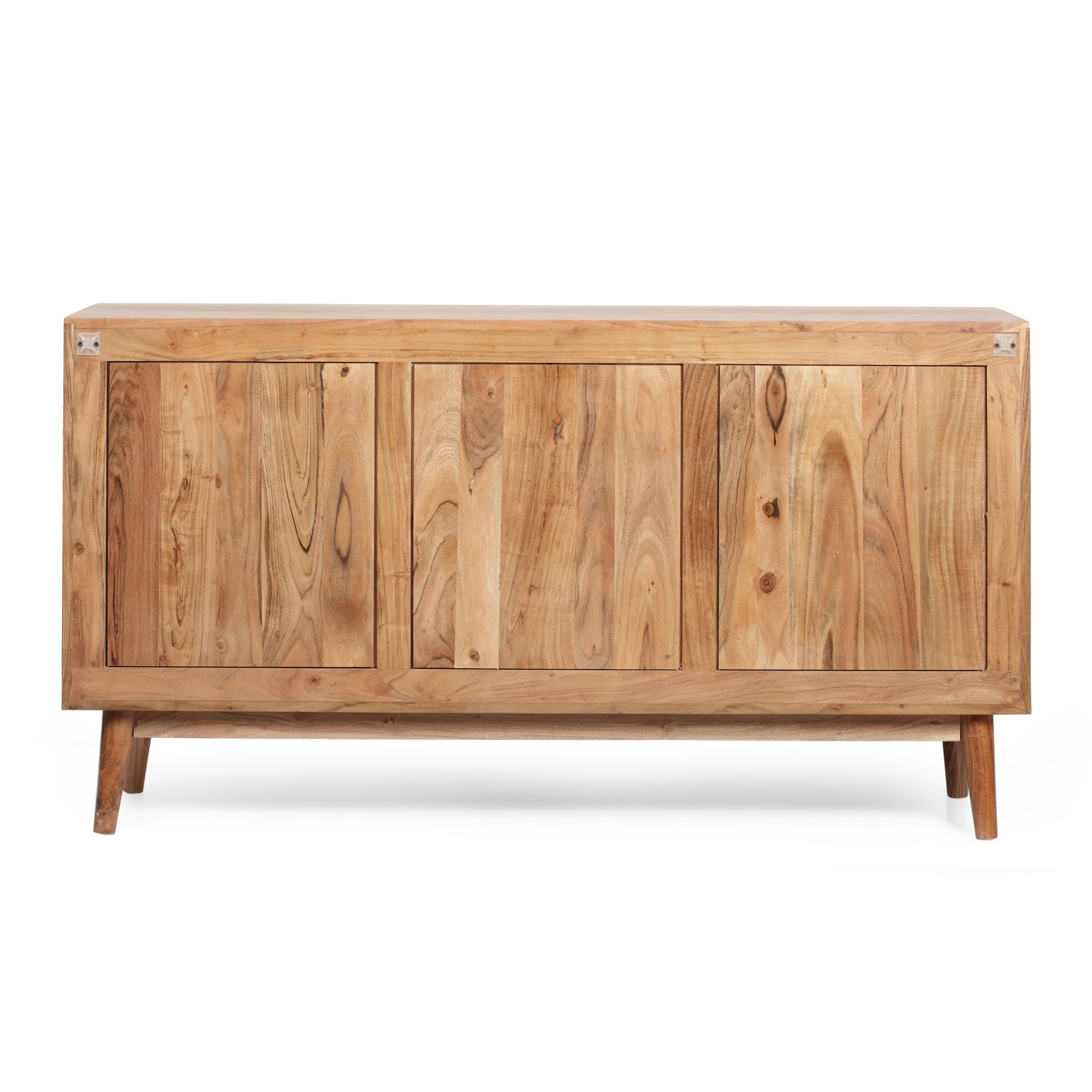 Boho Handcrafted 3 Door Sideboard, Carved Texture & Artisanal Charm - Natural - Image 12