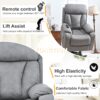 35.4" Electric Power Lift Recliner Chair, Fabric Recliner Chair, Home Theater Seating, Living Room Chair, Side Pocket, Remote Control - Light Gray - Image 9