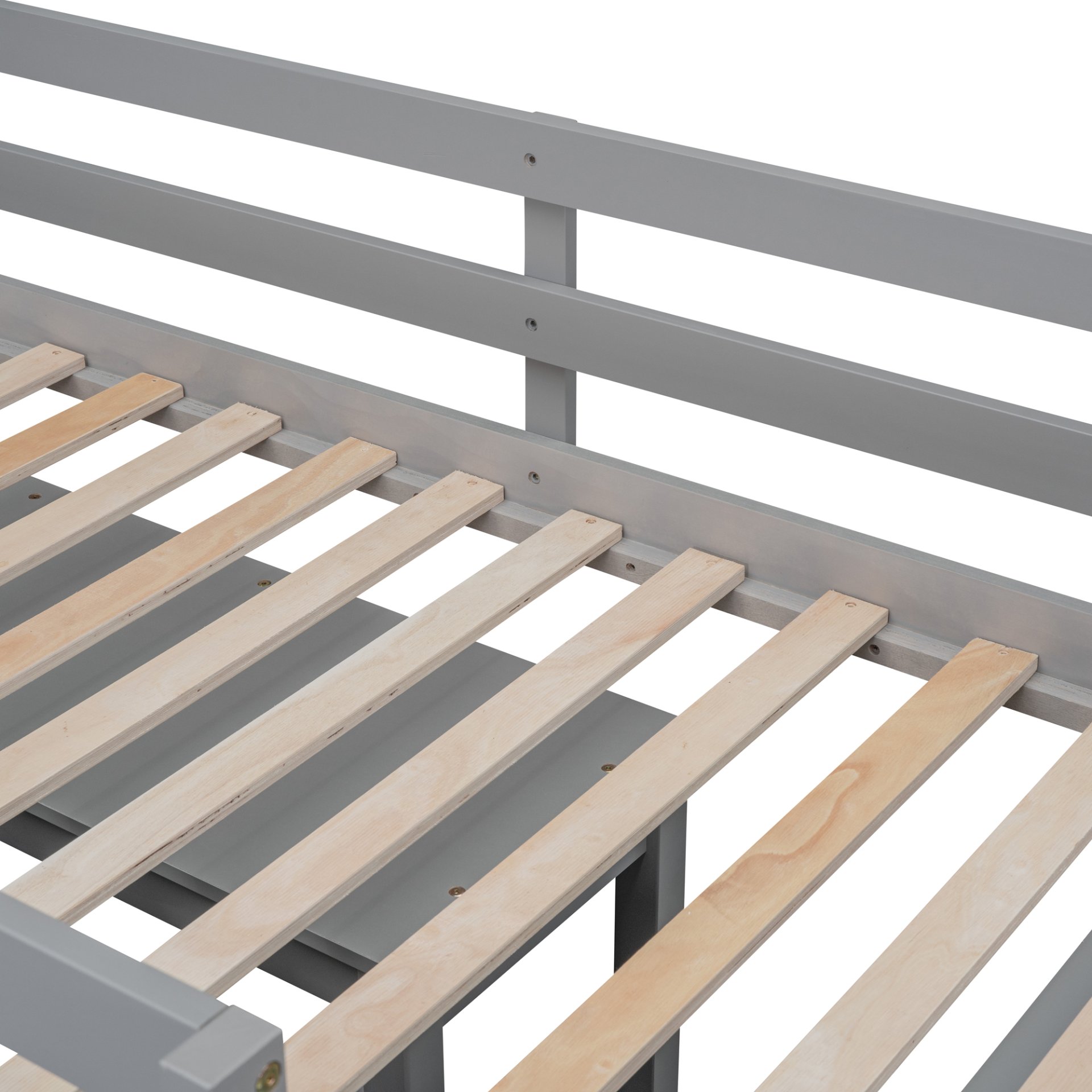 Twin Size Loft Bed With Retractable Writing Desk And 4 Drawers, With Lateral Portable Desk And Shelves - Gray - Image 22