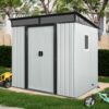 6Ft X 5Ft Outdoor Metal Storage Shed With Window And Transparent Plate For Garden, Lawn - White / Black - Image 3
