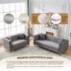 3 And 2 Seater Deep Seat Sofa With Button Nailhead, Square Arm Couches, Furniture For Living Room - Gray - Image 10