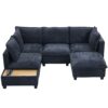 U - Shaped Sectional Sofa Modular Sofa Couch With A Movable Ottoman, A Coffee Table With Hidden Charging Devices For Living Room - Blue - Image 15