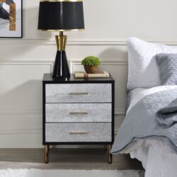 Myles - Nightstand - Black / Gold / Silver