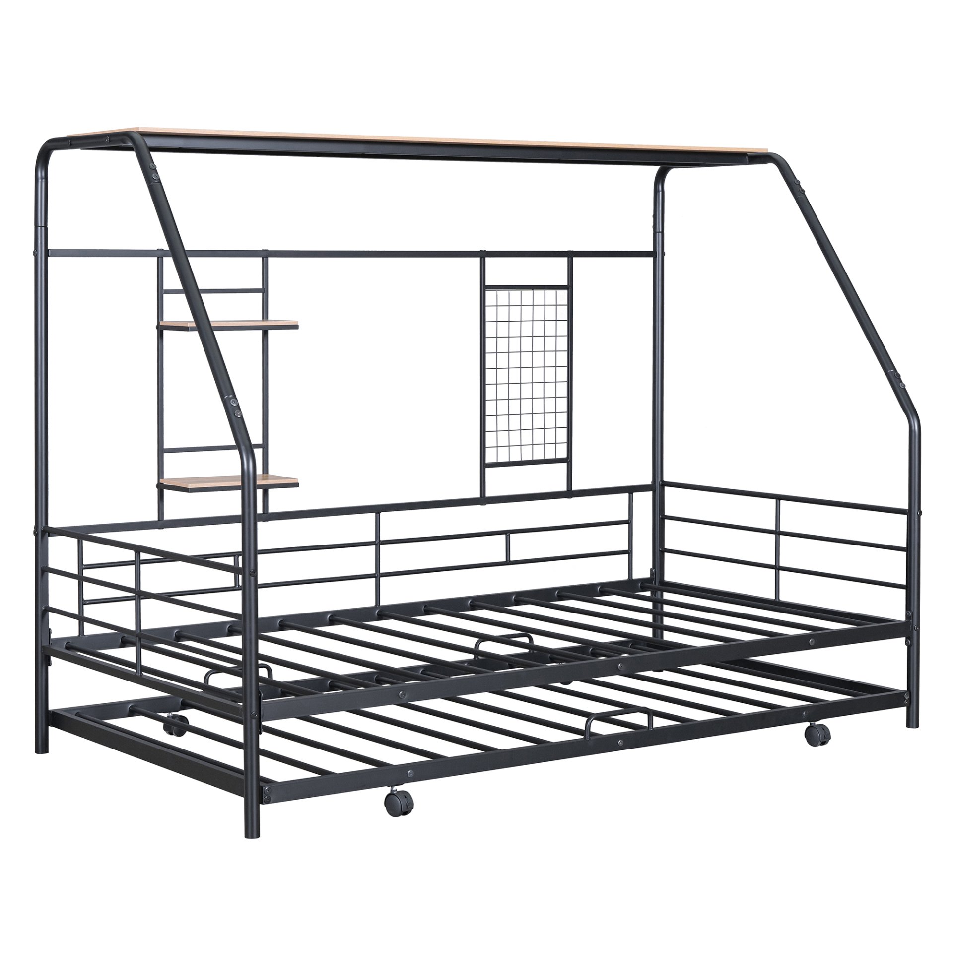 Twin Size Playhouse Design Bed With Trundle - Black - Image 8