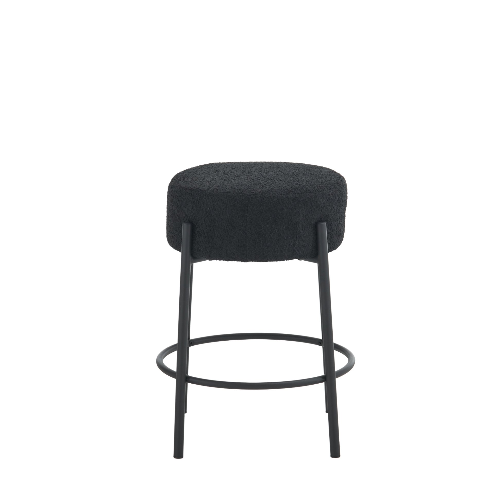 Round Bar Stools (Set of 2), Contemporary Upholstered Dining Stools For Kitchens, Coffee Shops And Bar Stores - Black - Image 11