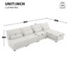 Oversized Deep Seat Sectional Sofa With Reversible Chaise, Loop Yarn Fabric 5 Seat Armless Indoor Furniture, Convertible L-Shaped Couch - Cream - Image 19