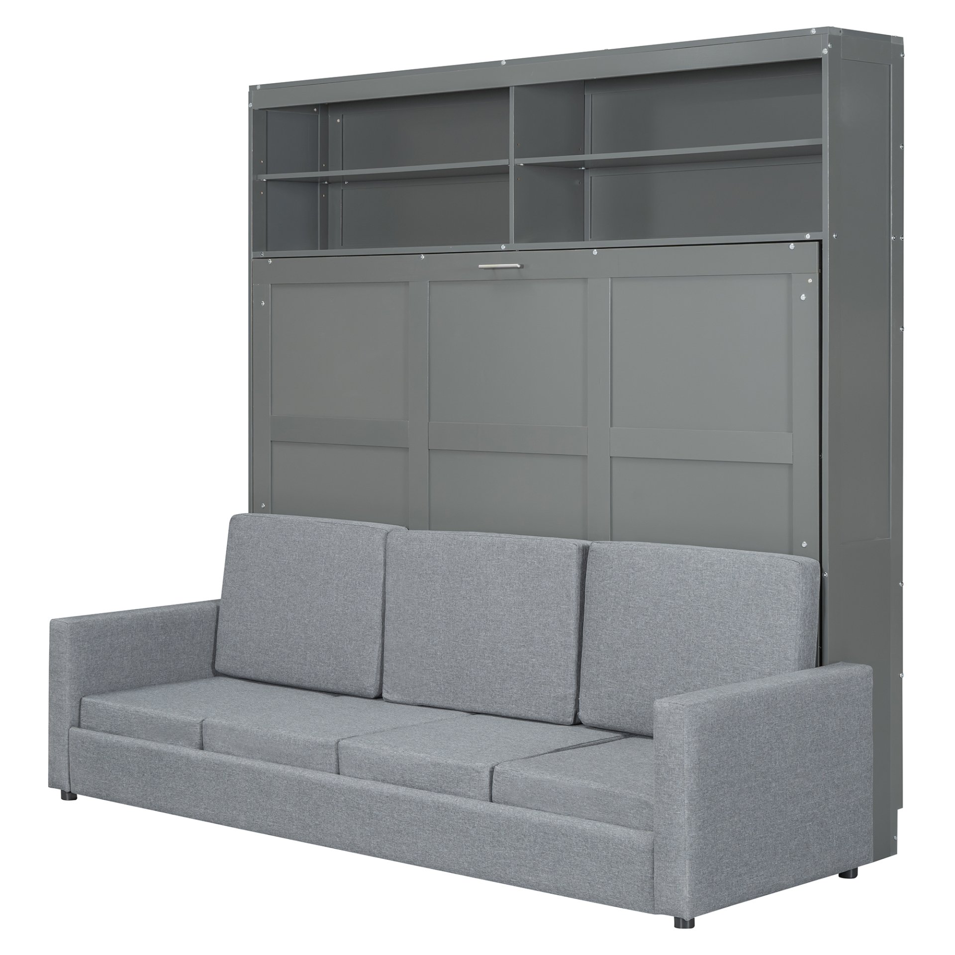 Queen Size Murphy Wall Bed With Sofa - Gray - Image 17