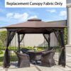 Patio Double Roof Gazebo Replacement Canopy Top Fabric - Brown - Image 3