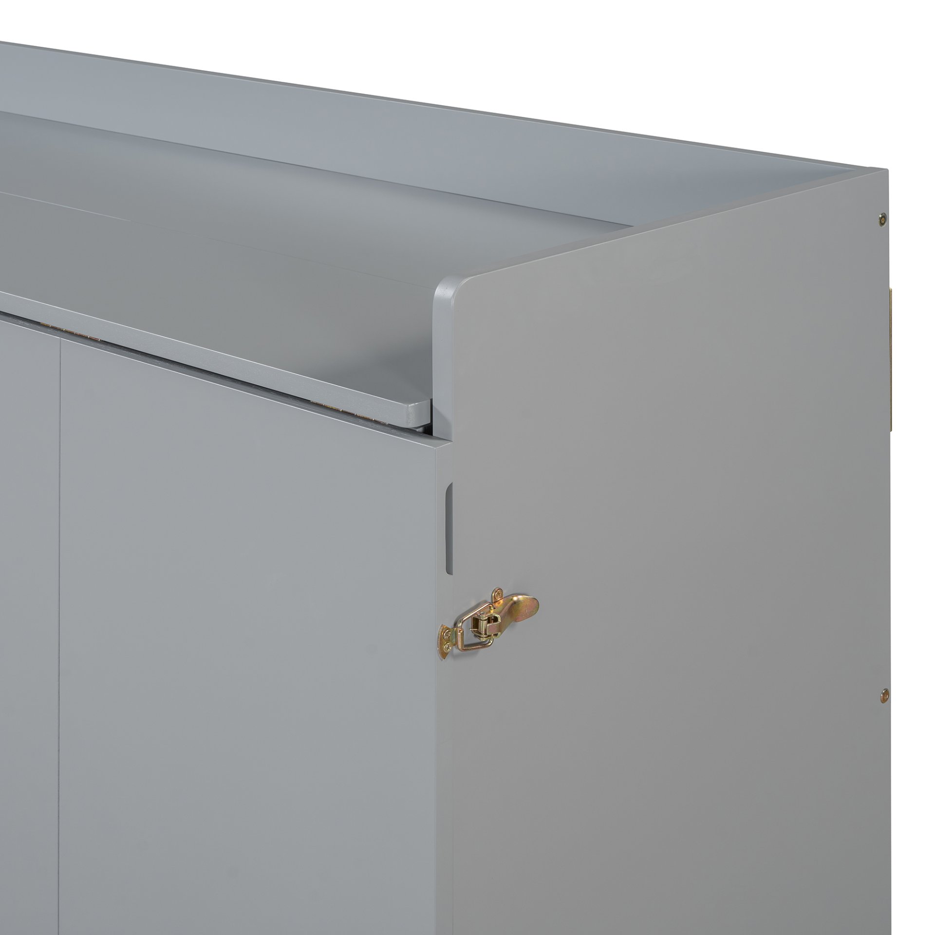 Queen Size Murphy Bed With Iron Legs, Modern Design - Gray - Image 13