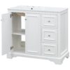36" Transitional Bathroom Vanity With Sink, Soft Close Doors, Adjustable U Shelf, 3 Drawers - White - Image 13