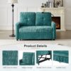 Modern Loveseat Pull Out Sofa Bed With Adjustable Backrest, Two Cup Holders, A Phone Holder, Three Charging Ports And Side Storage Pockets For Living Room - Teal - Image 7