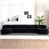 Upholstered Sofa Free Combined Sofa Couch With 2 Chaise Lounge And 5 Back Pillows For Living Room - Black - Image 14