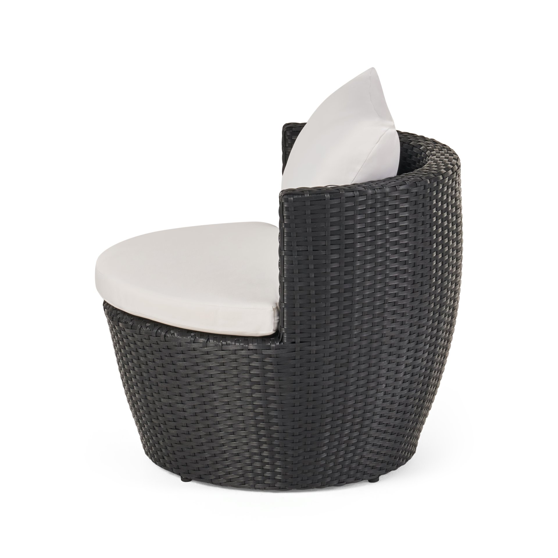 Kono - Outdoor 3 Pieces Chat Set With Cushions And Tempered Glass Tabletop - Black / Ivory - Image 12