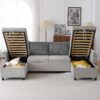 Sectional Sofa Pull Out Sofa Bed Versatile Sofa Sleeper With Large Storage Space, Two USB Ports And Two Cup Holders For Living Room - Gray - Image 11