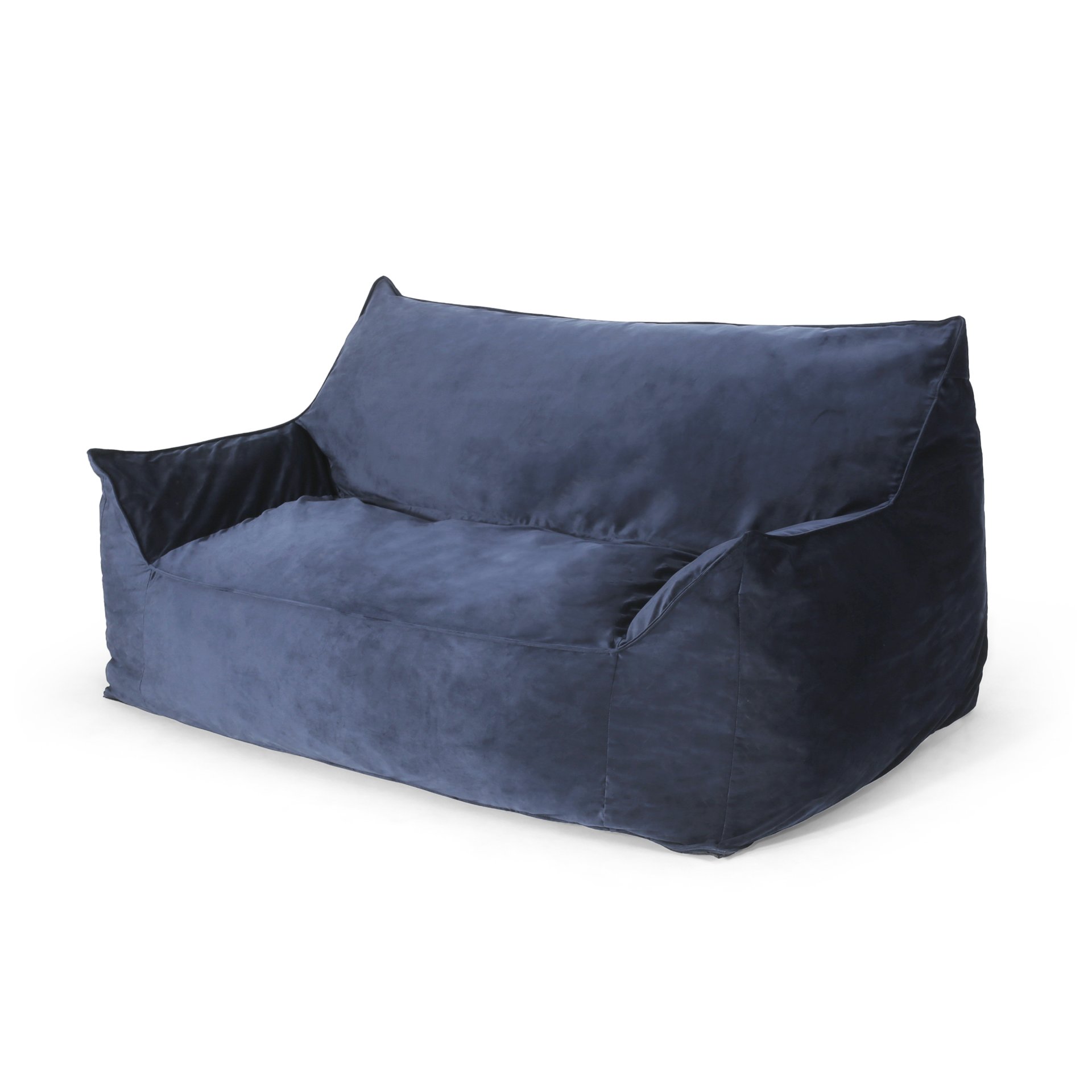 Fila - Velveteen 2 Seater Oversized Bean Bag Chair With Armrests - Dark Blue - Image 7