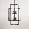 8 Light Metal Lantern Tiered Pendant Hanging Light Fixtures, Industrial Farmhouse Adjustable Height Chandeliers For Dining Room Hallway Foyer Entryway (E12 Bulbs Not Included) - Matte Black - Image 11