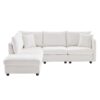 Modern Sectional Sofa With Vertical Stripes, 2 Pillows, 5 Seat Couch With Convertible Ottoman, Various Combinations, L-Shape Indoor Furniture - White - Image 2