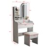 Fashion Vanity Desk With Mirror And Lights For Makeup, Hair Dryer Holder And Chair, Adjustable Lighting - White - Image 3