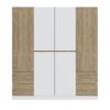 6 Doors Wardrobe Storage For Bedroom, With 4 Drawers - White / Nature - Image 14