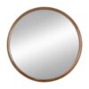 Round Pine Wood Mirror, Wall Mounted Mirror Home Decor For Bathroom Living Room - Brown - Image 2