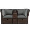2 Seater Outdoor Patio Daybed Outdoor Double Daybed Outdoor Loveseat Sofa Set With Foldable Awning And Cushions For Garden, Balcony, Poolside - Gray - Image 22