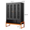 Modern Metal Shoe Cabinet With Double Sided Mesh Doors And Adjustable Partitions - Black - Image 3