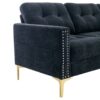 Elegant Velvet L - Shape Convertible Sectional Sofa With Movable Ottoman - Black - Image 22