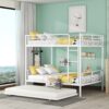 Full Over Full Metal Bunk Bed With Trundle - White - Image 14