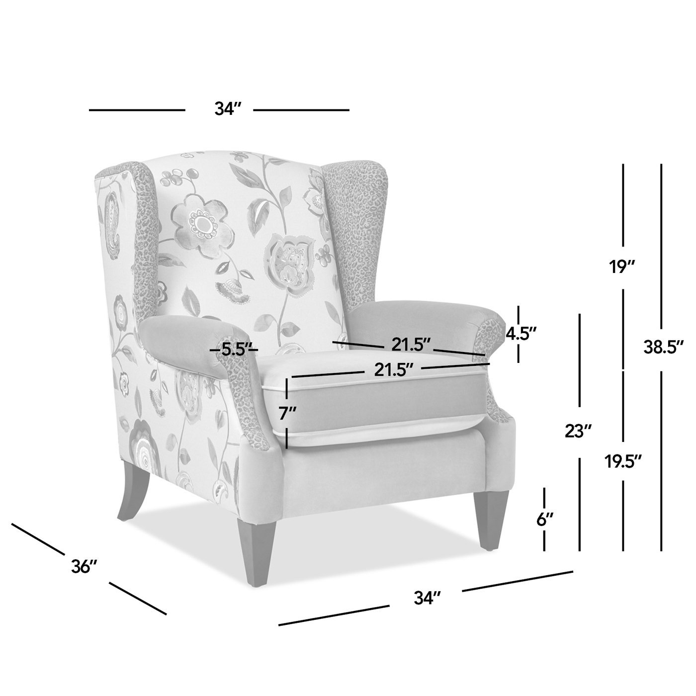 Anya - Boho Chic Wingback Accent Arm Chair - Floral / Leopard / Blue Teal / Yellow Gold - Image 12