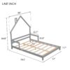 Full House-Shaped Headboard Bed With Handrails, Slats - Gray - Image 11