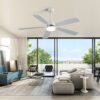 Indoor Modern 52" Ceiling Fan With Dimmable 6 Speed Wind 5 Blades Remote Control Reversible Dc Motor With LED Light - White - Image 5