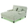Chaise Bed Lounge Sofa Chair With Adjustable Backrest And LED Light Strip - Green - Image 9