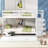Full Over Full Bunk Bed With Twin Size Trundle And Staircase - White - Image 14