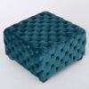 Unwind Upholstered Square Ottoman With Button Tufted Diamond Stitch - Teal - Image 6
