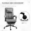 Vinsetto - Executive Linen-Feel Fabric Office Chair High Back Swivel Task Chair With Adjustable Height Upholstered Retractable Footrest, Headrest And Padded Armrest - Light Gray - Image 6