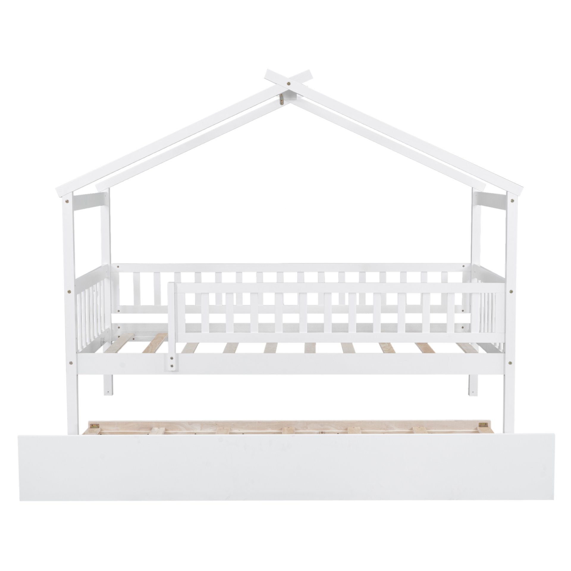 Twin Size House Bed & Twin Size Trundle - White - Image 7