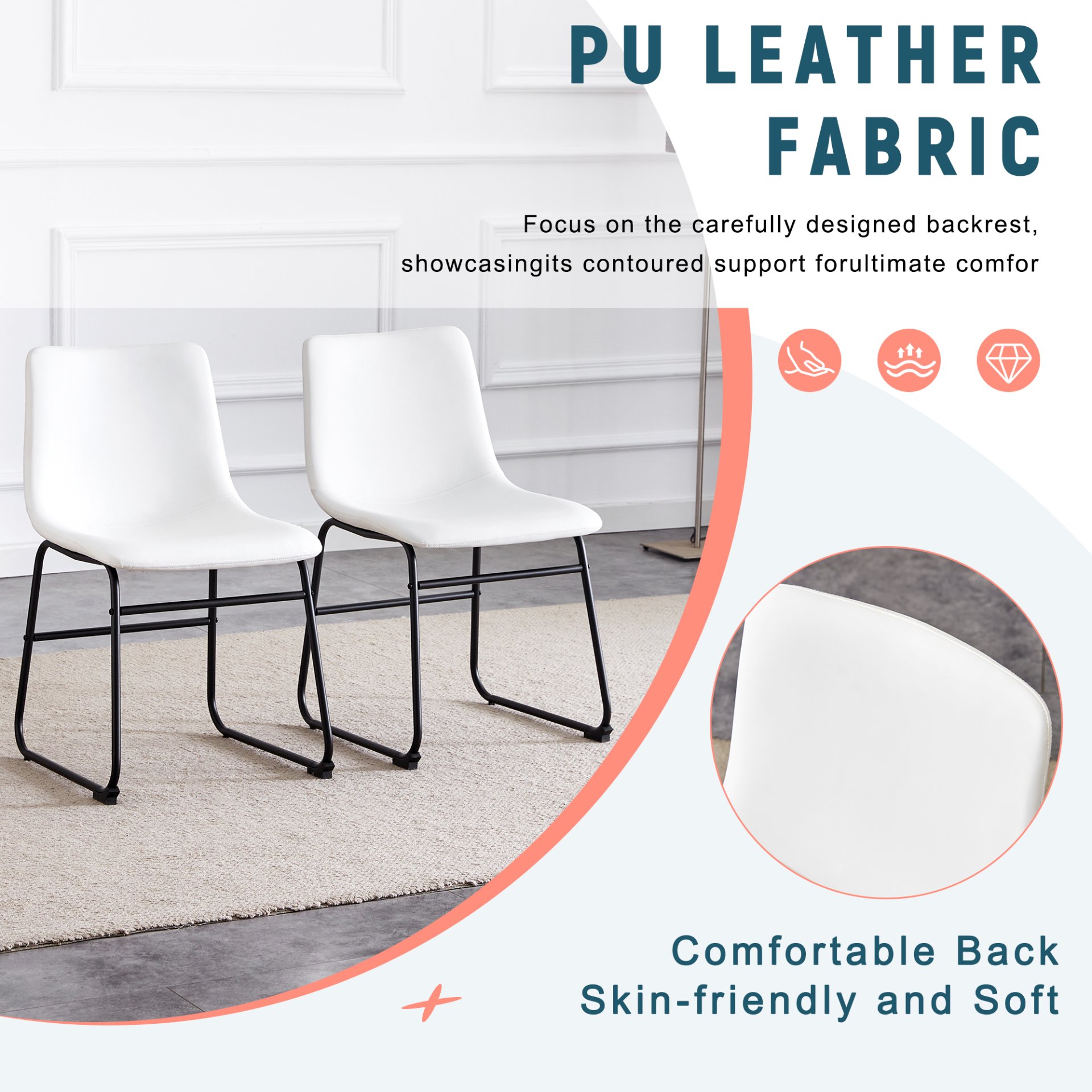 (Set of 4) Classic Chairs, A Stylish Seat Perfect For Modern Minimalist And Industrial Style Environments - White - Image 8