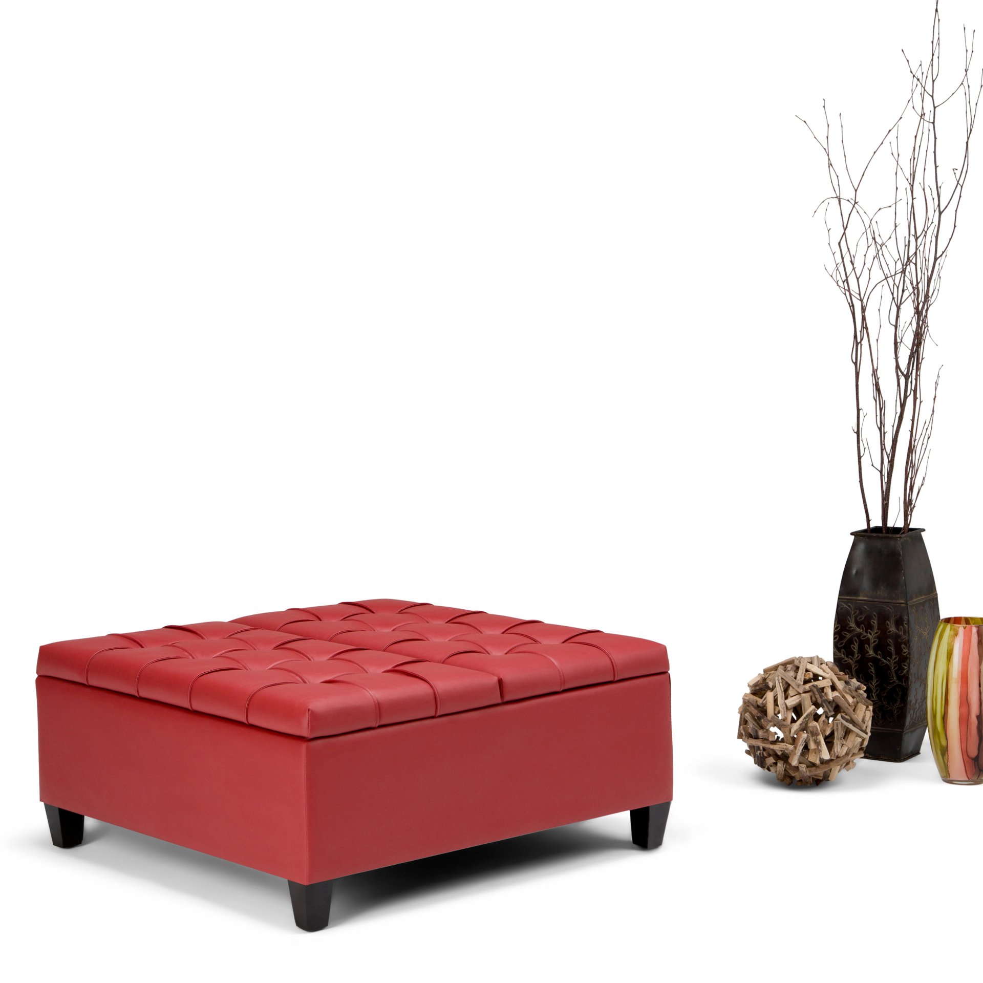 Harrison - Coffee Table Storage Ottoman - Crimson Red - Image 8