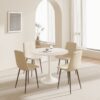 Mid Century Round Dining Table With Table Top & Pedestal Base For 2 - 4 People - White - Image 10
