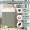 Bathroom Vanity, Combo Cabinet, Bathroom Storage Cabinet, Single Ceramic Sink, Left Side Storage - Green - Image 5