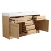 Original 60" Freestanding Bathroom Vanity With Double Resin Sink Soft Closing Doors & Drawers Plywood - Oak - Image 12