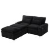 Convertible Loveseat Sofa With Storage, USB Ports, Cup Holders - Black - Image 9