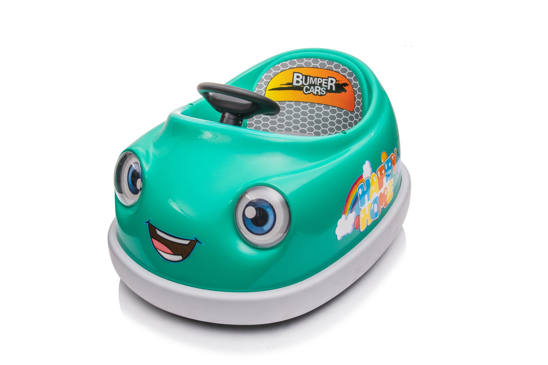 Bumper Car For Kids, 12V Dual Drive 1-6 Years Old Children's Electric Car With Pushrod Dinner Plate USB Bt Music Rocking Horse Mode Anti-Collision Bumper Ride On Car - Green - Image 3