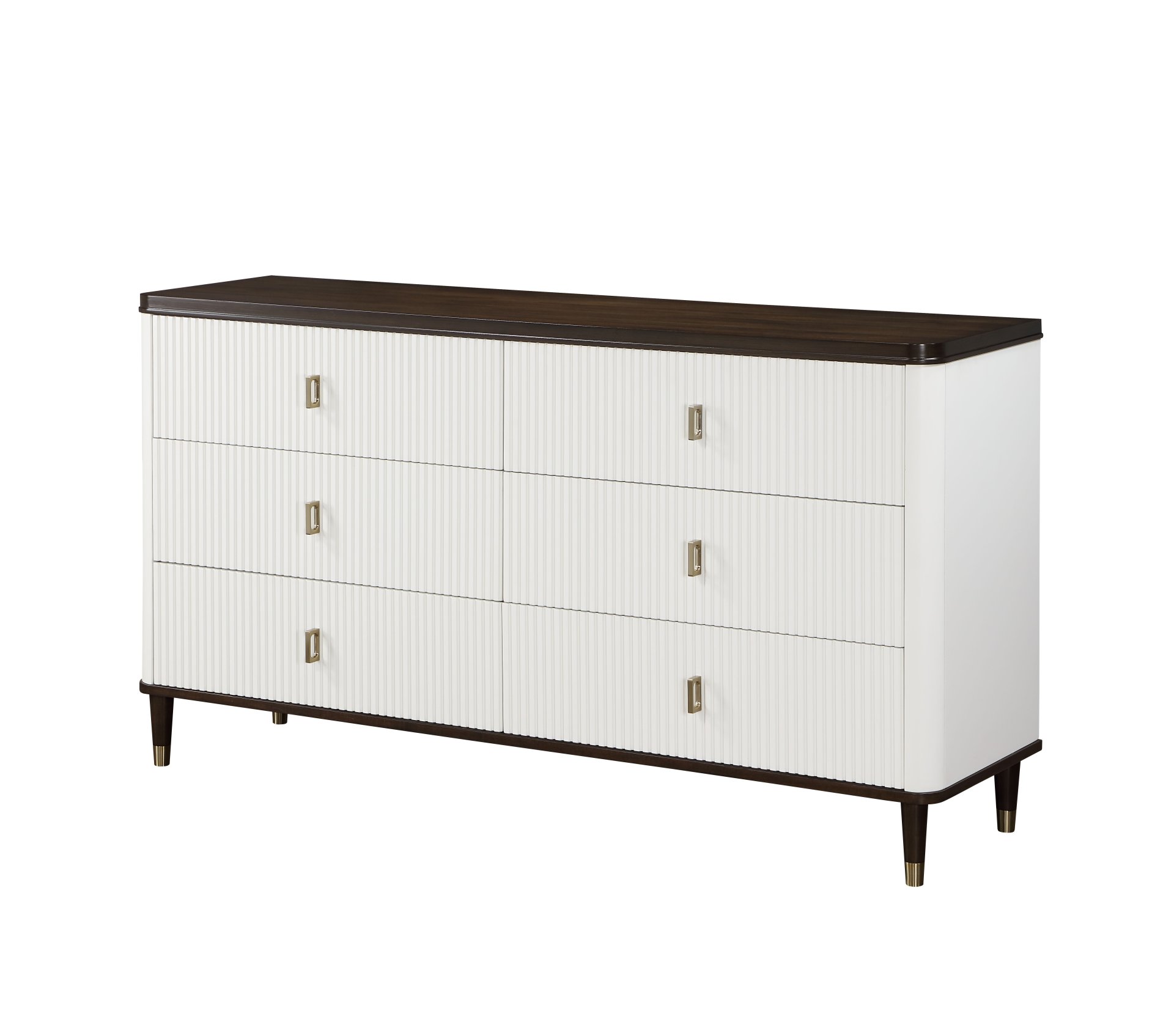 Carena - 5 Piece Bedroom Set (Eastern King Dresser Chest Mirror Nightstand) - Brown / Light Gray / White - Image 11