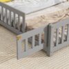 Full House-Shaped Headboard Floor Bed With Fence - Gray - Image 5