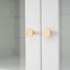 Freestanding Tall Bathroom Cabinet With 2 Adjustable Shelves, 3 Drawers, Soft Close Glass Doors - White - Image 20