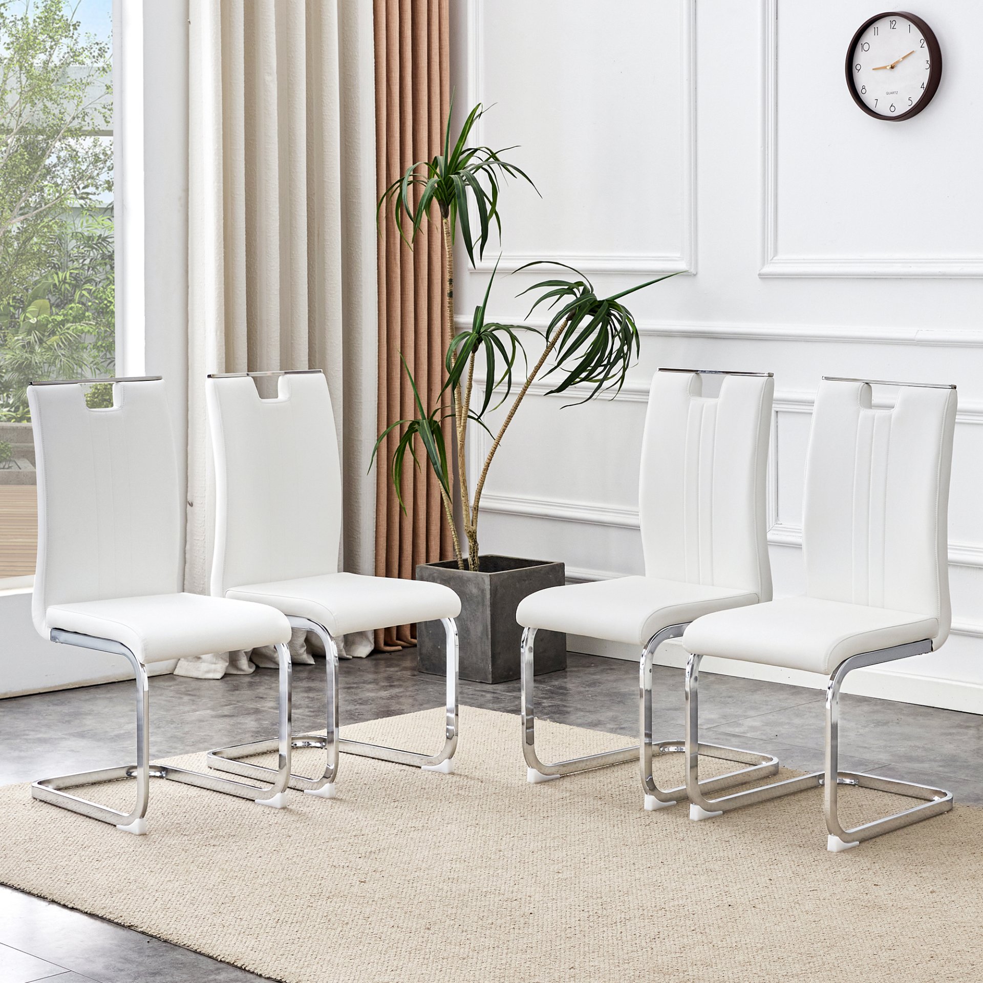 (Set of 4) Material Bow Shaped Chairs Adding Fashion To Minimalist And Contemporary Home Styles - White - Image 4